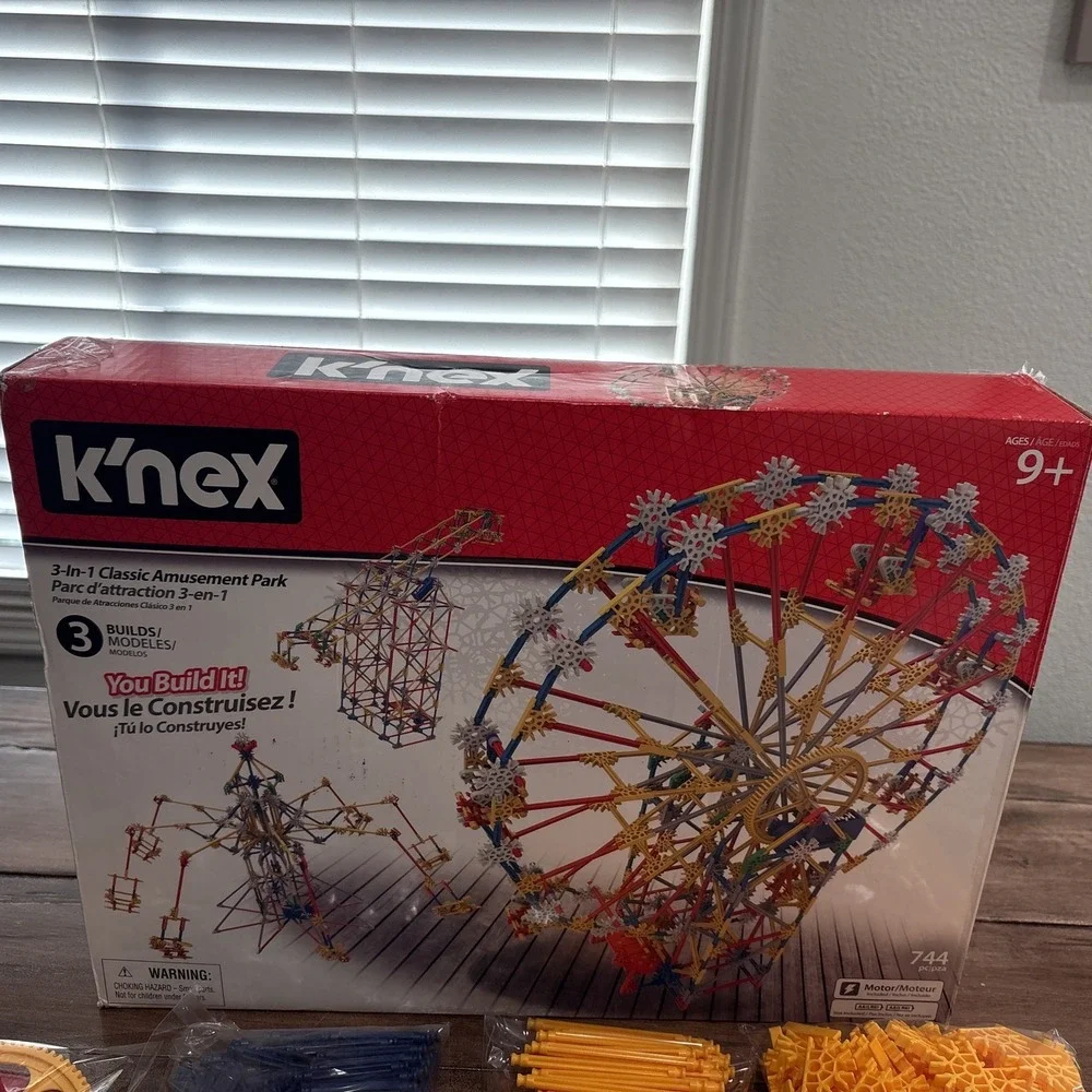 K'NEX 3-In-1 Classic Amusement Park 744 As Is Missing 2 O Rings And Motor Not Te